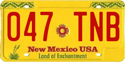 NM license plate 047TNB