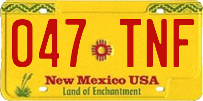 NM license plate 047TNF