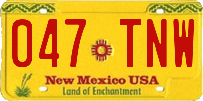NM license plate 047TNW