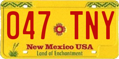 NM license plate 047TNY