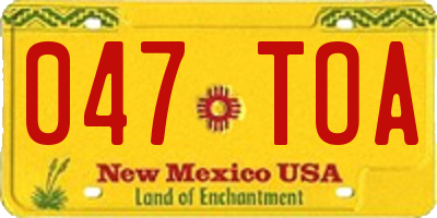 NM license plate 047TOA