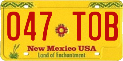 NM license plate 047TOB