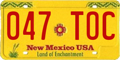 NM license plate 047TOC