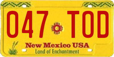 NM license plate 047TOD