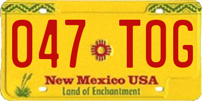 NM license plate 047TOG