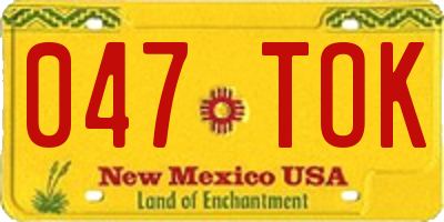 NM license plate 047TOK