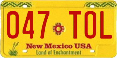 NM license plate 047TOL
