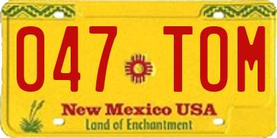 NM license plate 047TOM