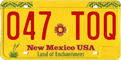 NM license plate 047TOQ