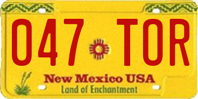 NM license plate 047TOR