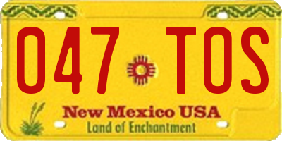 NM license plate 047TOS