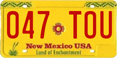 NM license plate 047TOU
