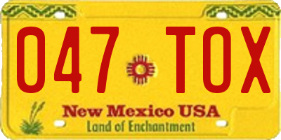 NM license plate 047TOX
