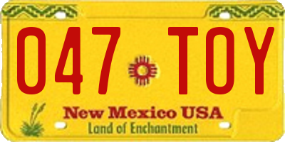 NM license plate 047TOY