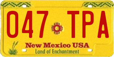 NM license plate 047TPA