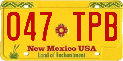NM license plate 047TPB