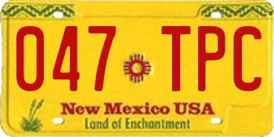 NM license plate 047TPC