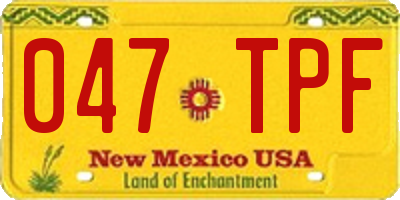 NM license plate 047TPF