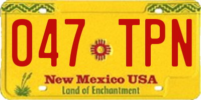NM license plate 047TPN