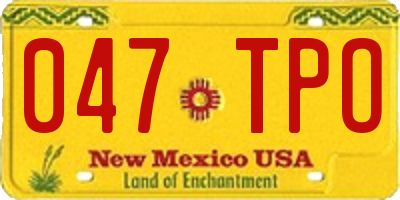NM license plate 047TPO