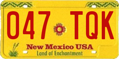 NM license plate 047TQK