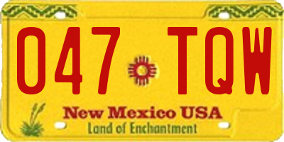 NM license plate 047TQW