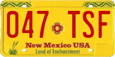 NM license plate 047TSF