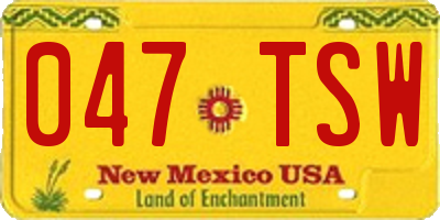 NM license plate 047TSW