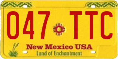 NM license plate 047TTC