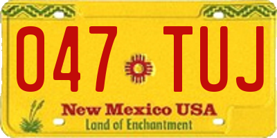 NM license plate 047TUJ