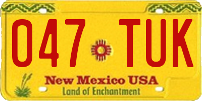 NM license plate 047TUK