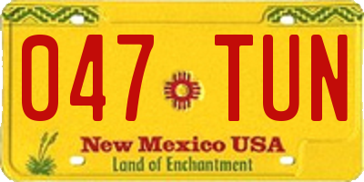 NM license plate 047TUN