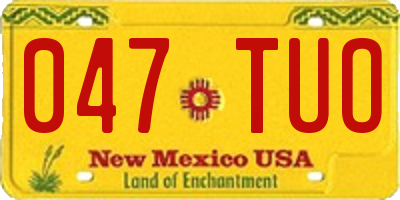 NM license plate 047TUO