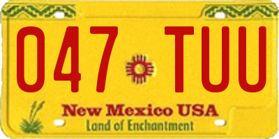 NM license plate 047TUU