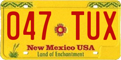 NM license plate 047TUX