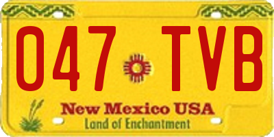NM license plate 047TVB