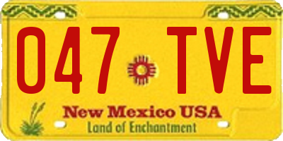NM license plate 047TVE