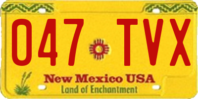NM license plate 047TVX