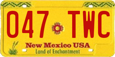 NM license plate 047TWC