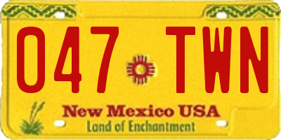 NM license plate 047TWN