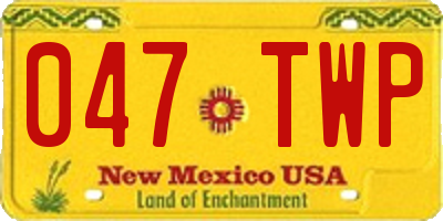 NM license plate 047TWP