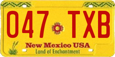 NM license plate 047TXB