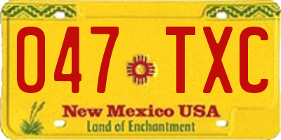 NM license plate 047TXC