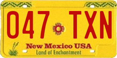 NM license plate 047TXN