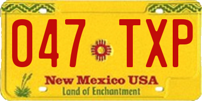NM license plate 047TXP