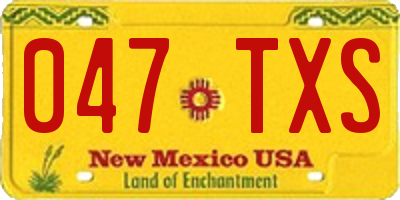 NM license plate 047TXS