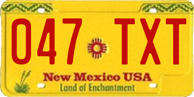 NM license plate 047TXT