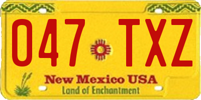 NM license plate 047TXZ