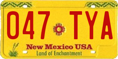 NM license plate 047TYA