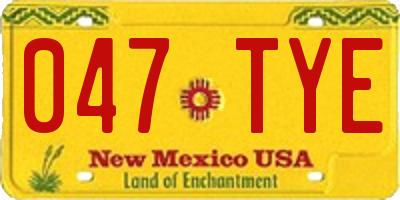NM license plate 047TYE